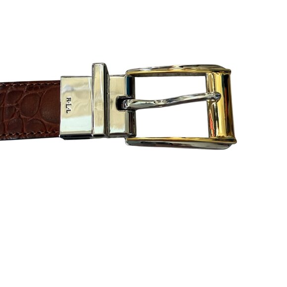 Lauren Ralph Lauren women\'s brown leather alligator embossed belt main image 6